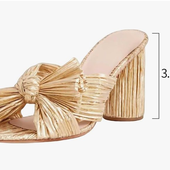 MICIFA Women's Bow Knot Heeled Sandals Open Toe High Block Chunky Heel SIZE 7 - Picture 5 of 6